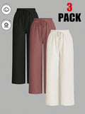 Women’s Solid Color Front Tie Wide Leg Pants – Minimalist High Waist Casual Loose Fit Trousers