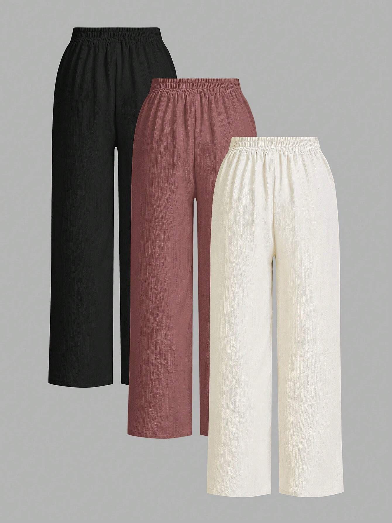 Women’s Solid Color Front Tie Wide Leg Pants – Minimalist High Waist Casual Loose Fit Trousers