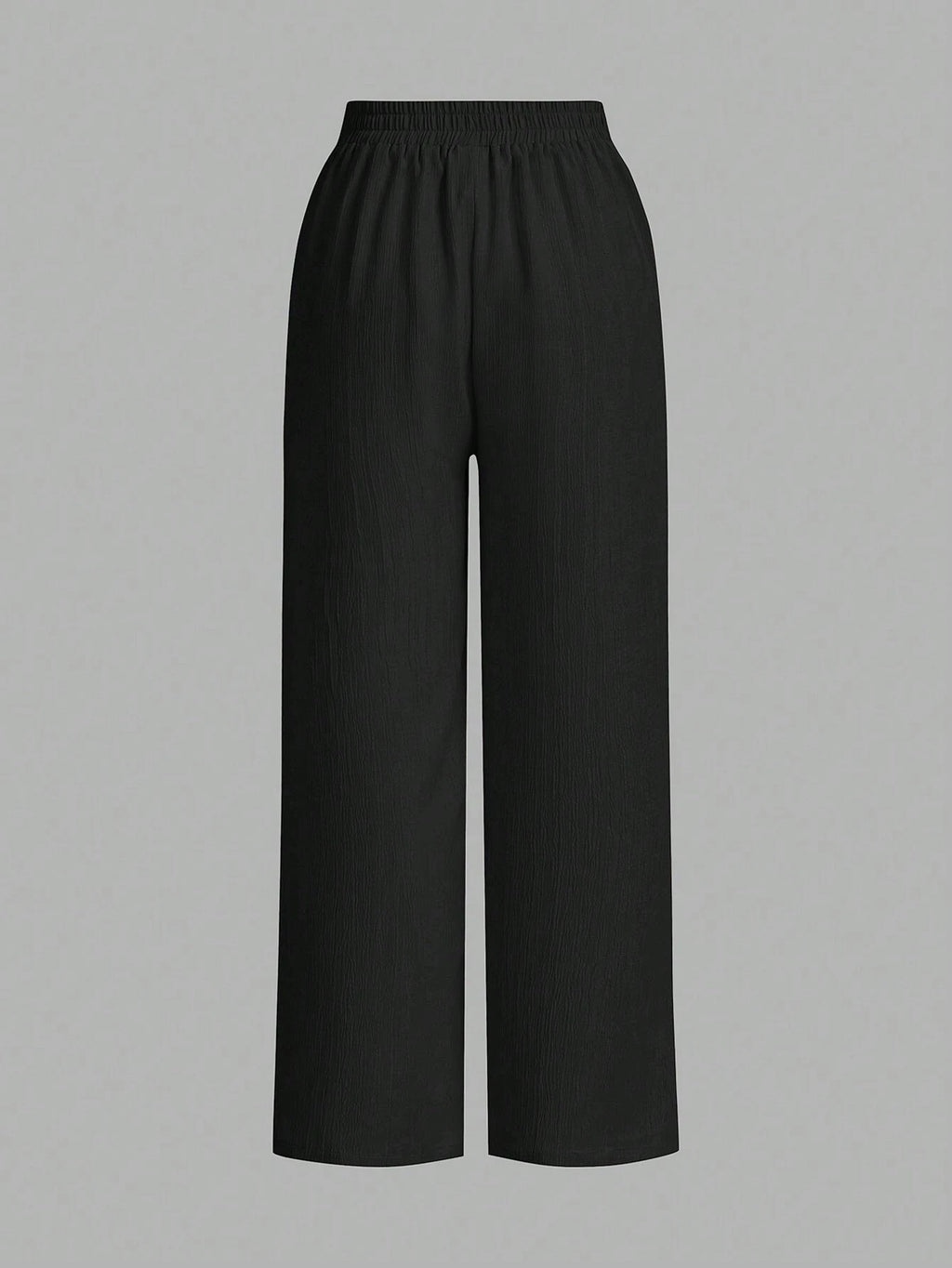 Women’s Solid Color Front Tie Wide Leg Pants – Minimalist High Waist Casual Loose Fit Trousers