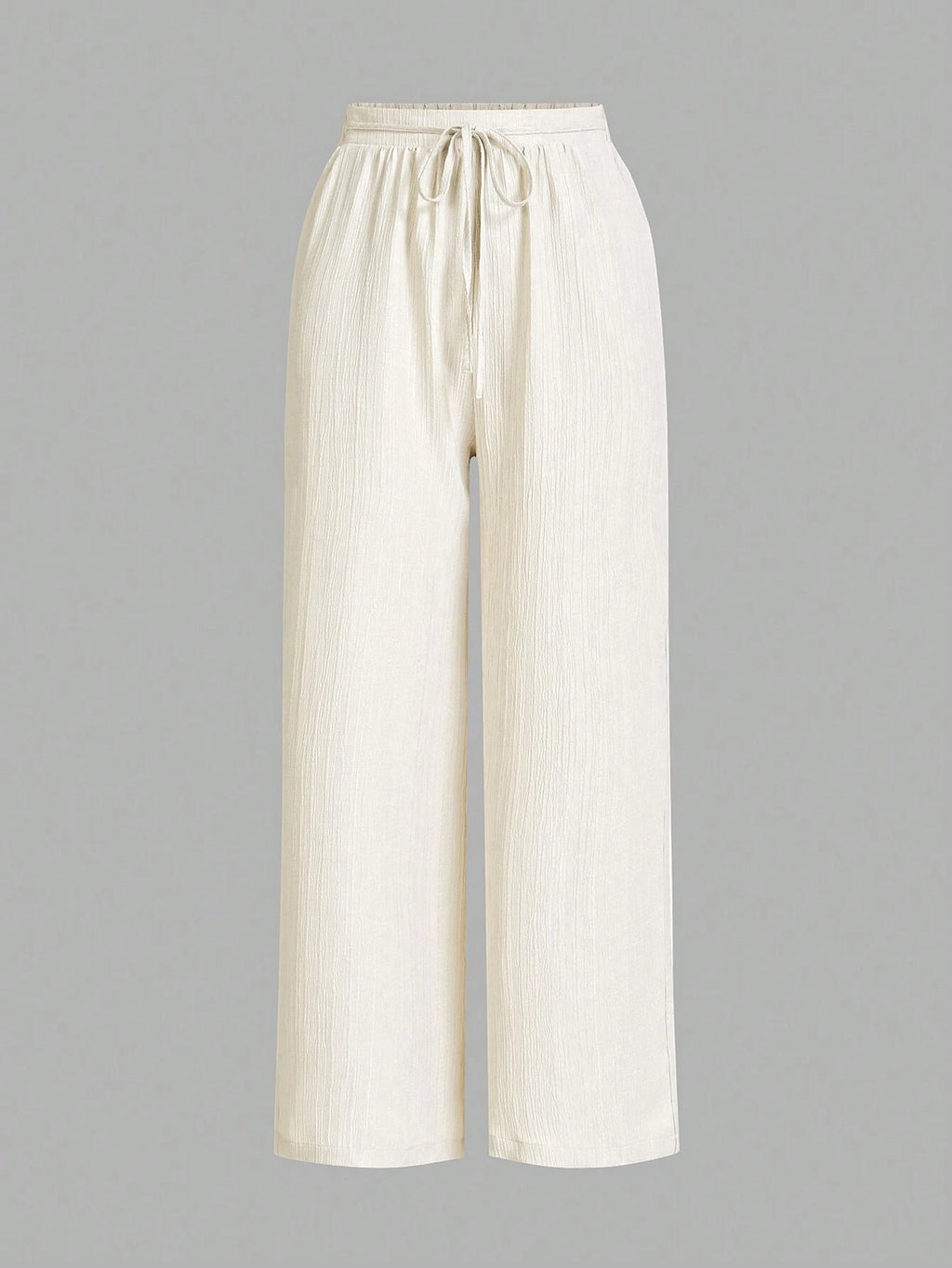 Women’s Solid Color Front Tie Wide Leg Pants – Minimalist High Waist Casual Loose Fit Trousers