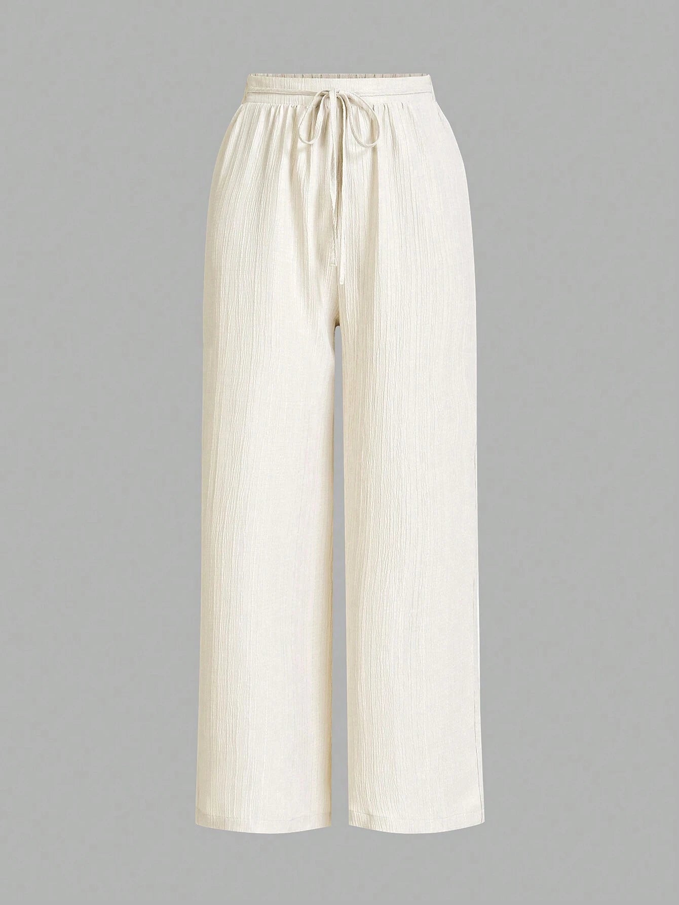 Women’s Solid Color Front Tie Wide Leg Pants – Minimalist High Waist Casual Loose Fit Trousers