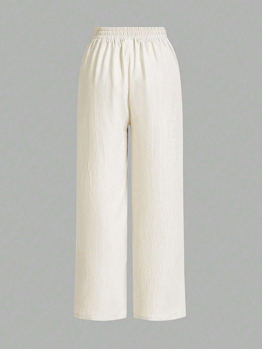 Women’s Solid Color Front Tie Wide Leg Pants – Minimalist High Waist Casual Loose Fit Trousers