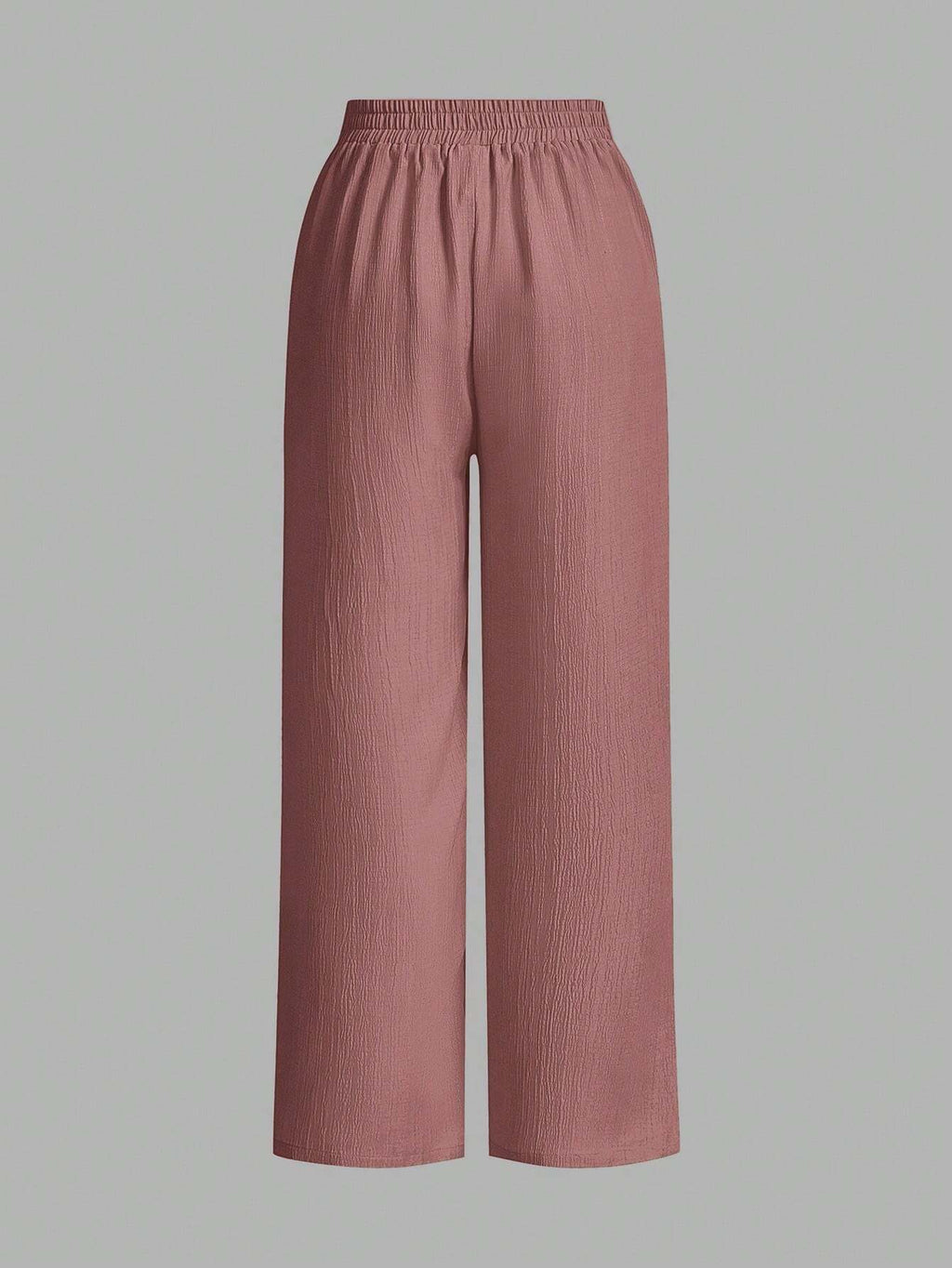 Women’s Solid Color Front Tie Wide Leg Pants – Minimalist High Waist Casual Loose Fit Trousers