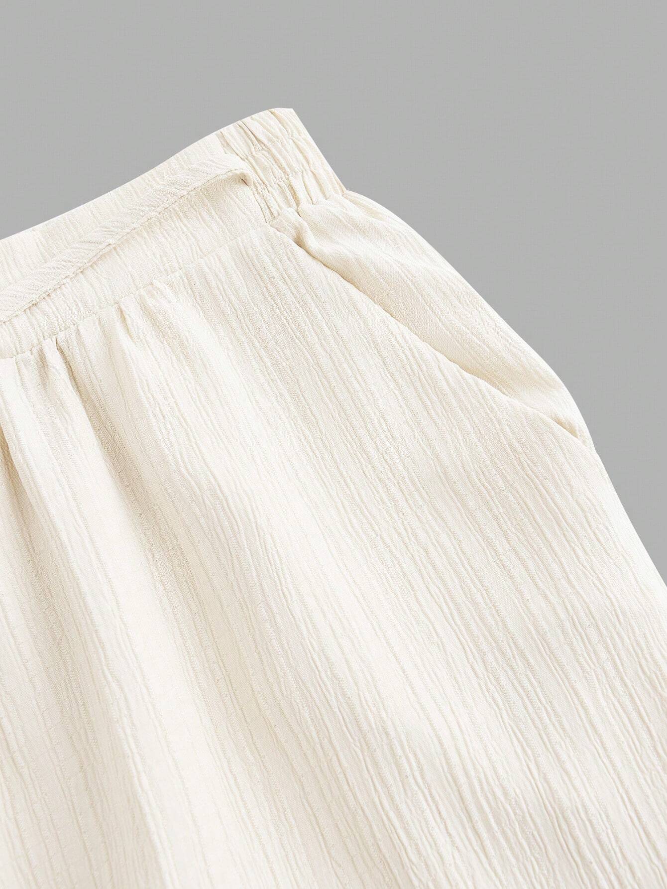 Women’s Solid Color Front Tie Wide Leg Pants – Minimalist High Waist Casual Loose Fit Trousers
