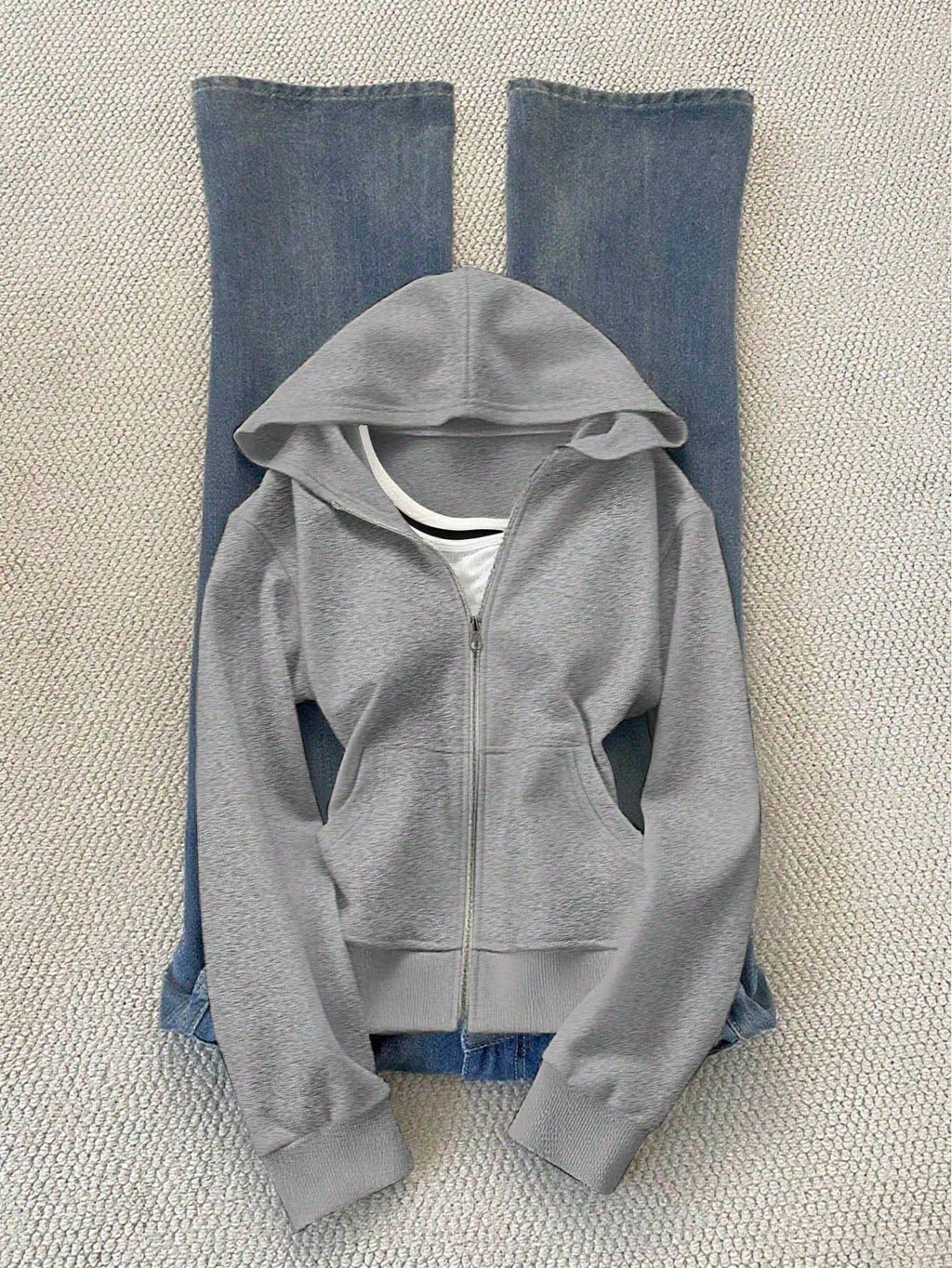 Women’s Solid Color Hooded Zip-Up Jacket – Casual Lightweight Hoodie Jacket for Everyday Wear