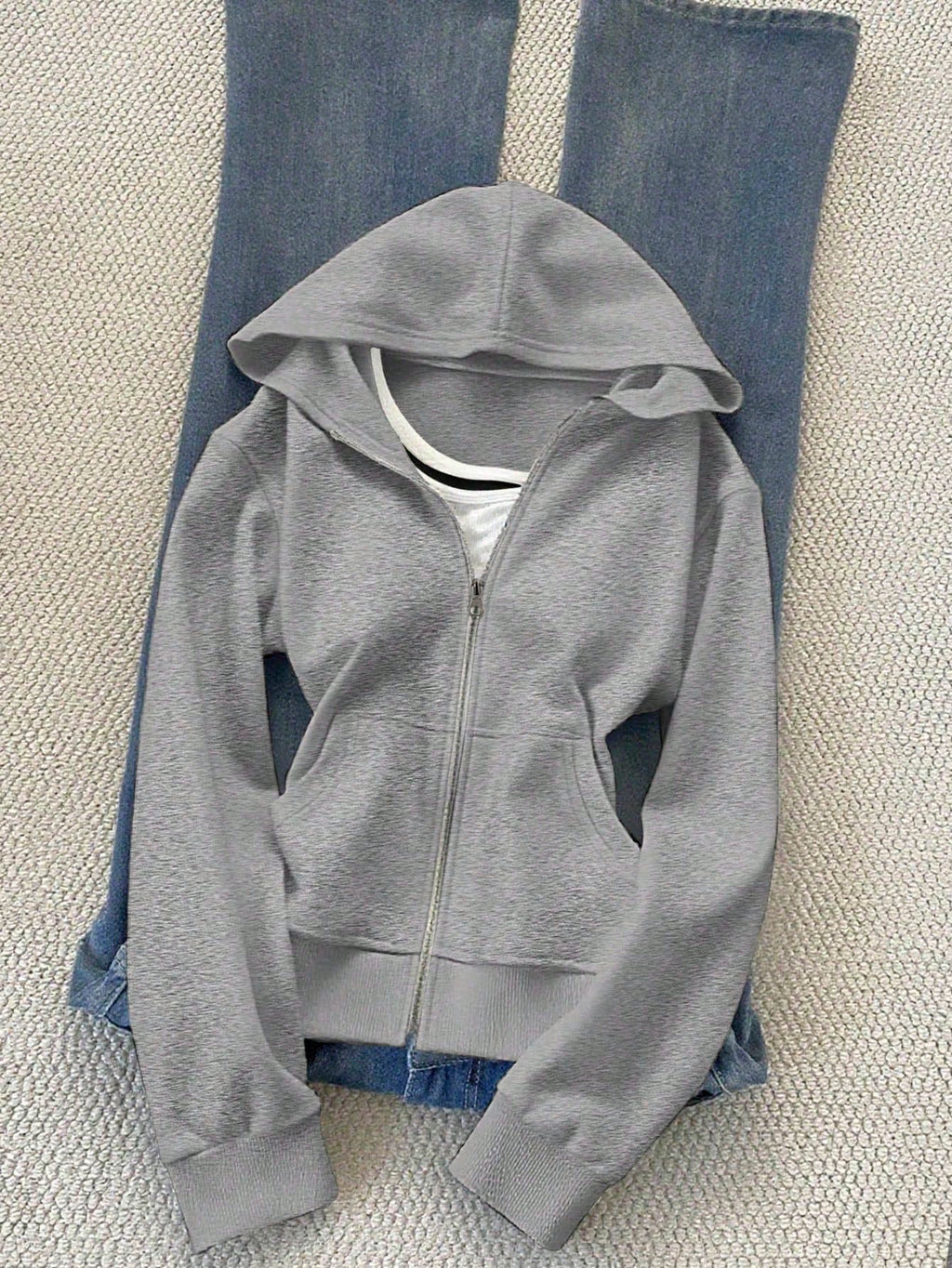 Women’s Solid Color Hooded Zip-Up Jacket – Casual Lightweight Hoodie Jacket for Everyday Wear