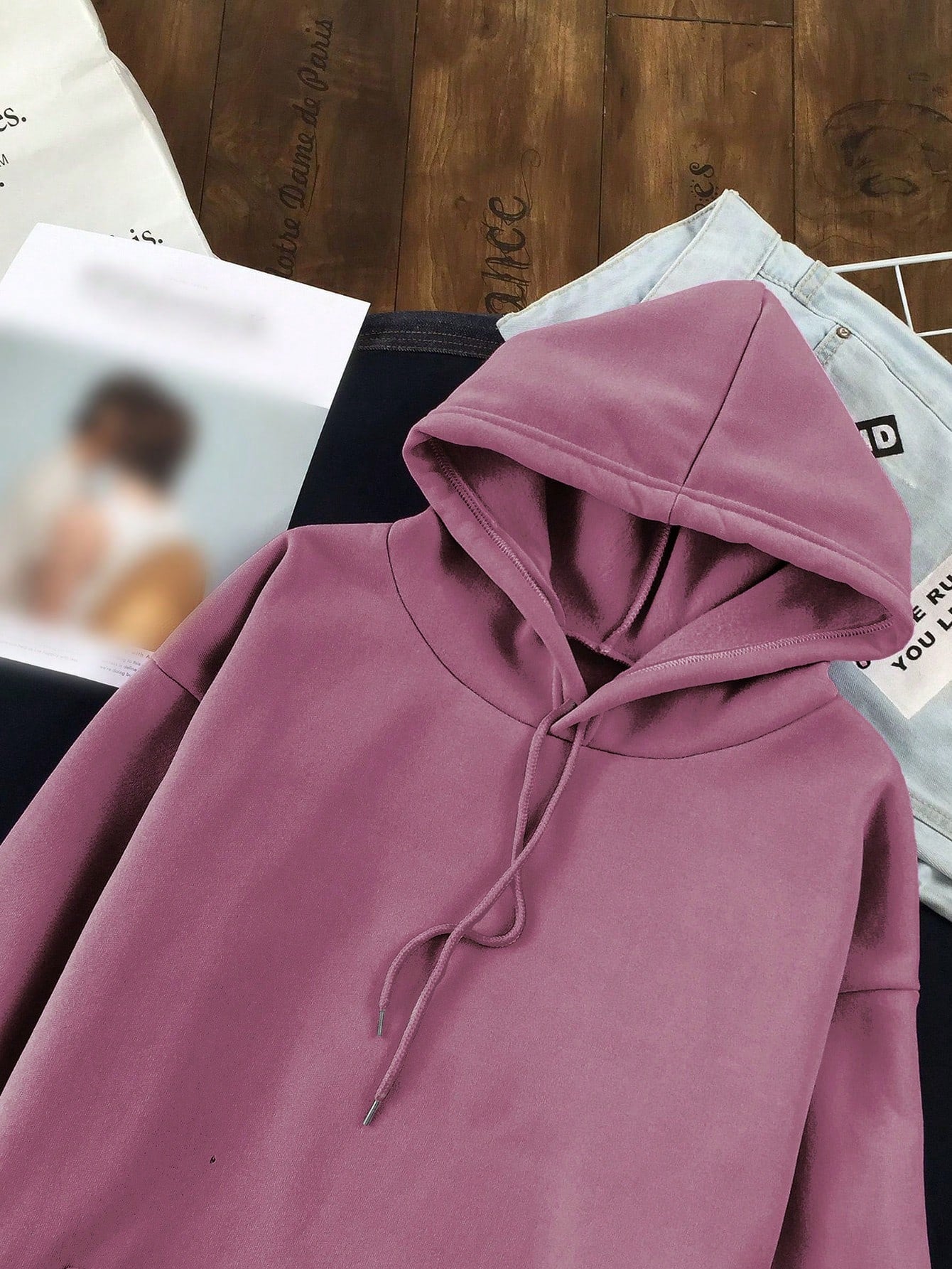 Women’s Solid Color Hooded Sweatshirt – Long Sleeve Drawstring Fleece Hoodie Casual Pullover