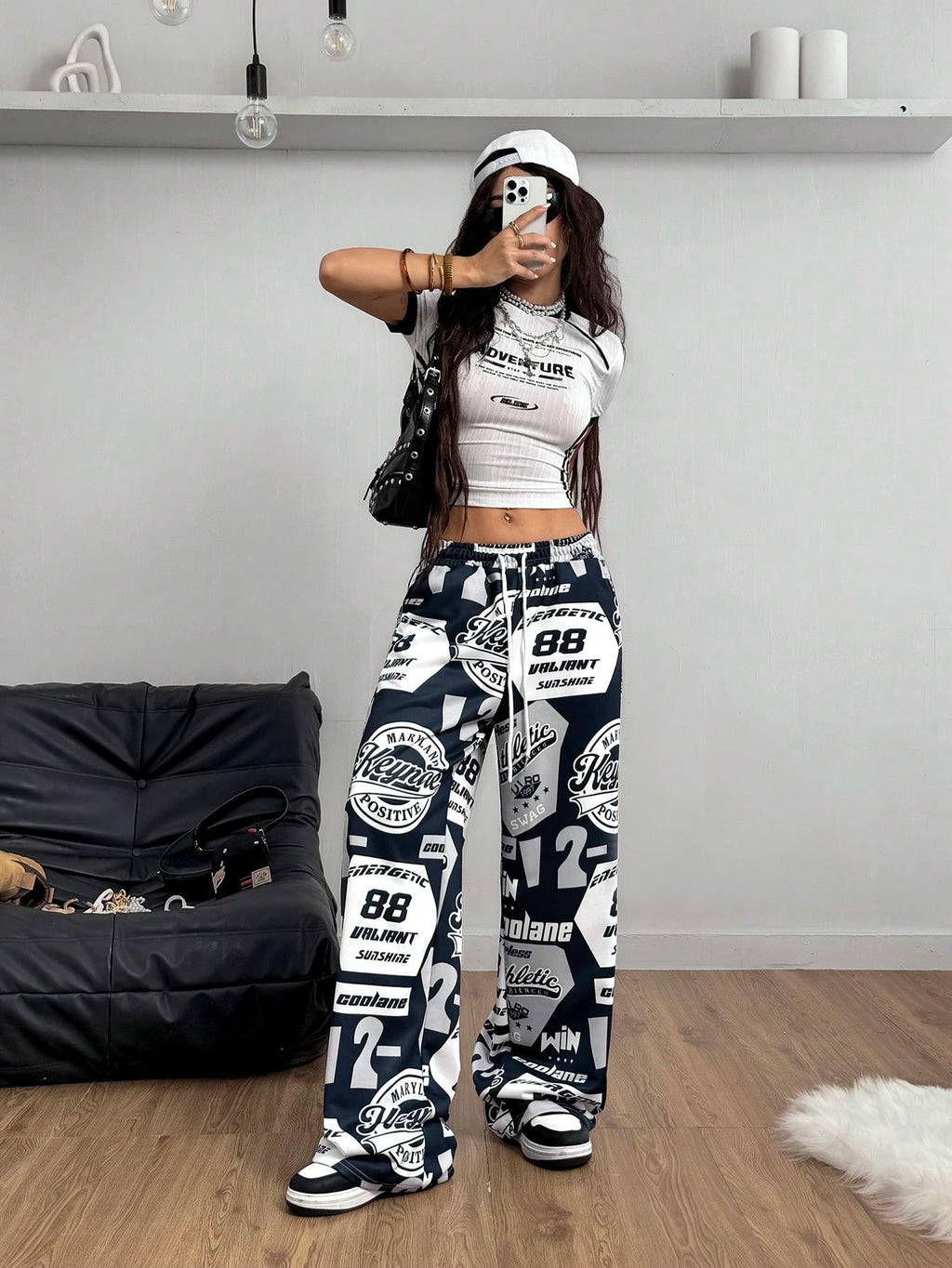 Women’s Color-Block Soccer Sweatpants – Hip Hop Number Print Casual Spring/Summer Jogger Pants