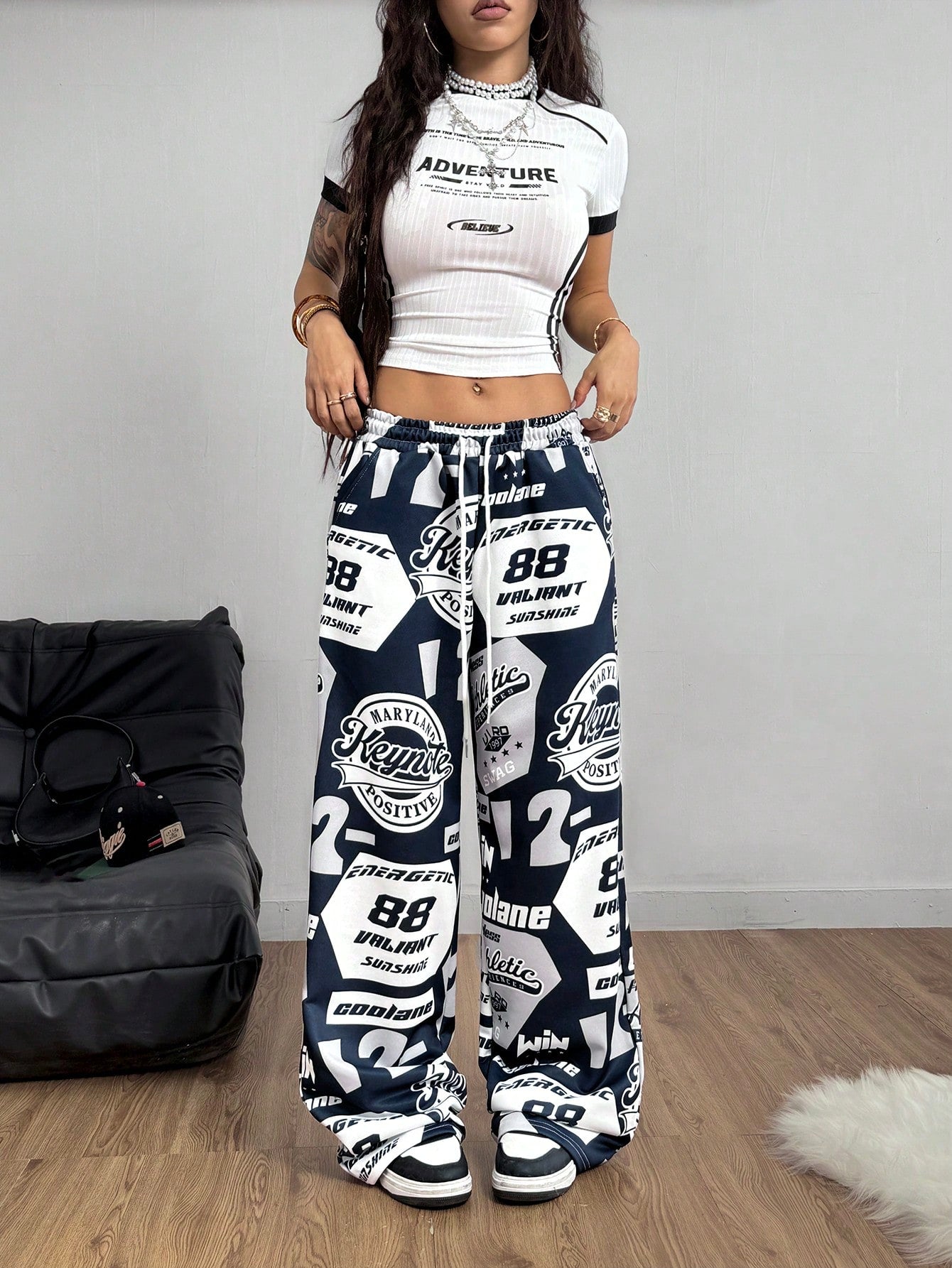 Women’s Color-Block Soccer Sweatpants – Hip Hop Number Print Casual Spring/Summer Jogger Pants