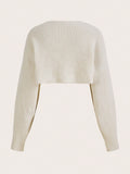Women’s Y2K Grunge Cropped Cardigan – Drop Shoulder Open Front Knit Casual Layering Top